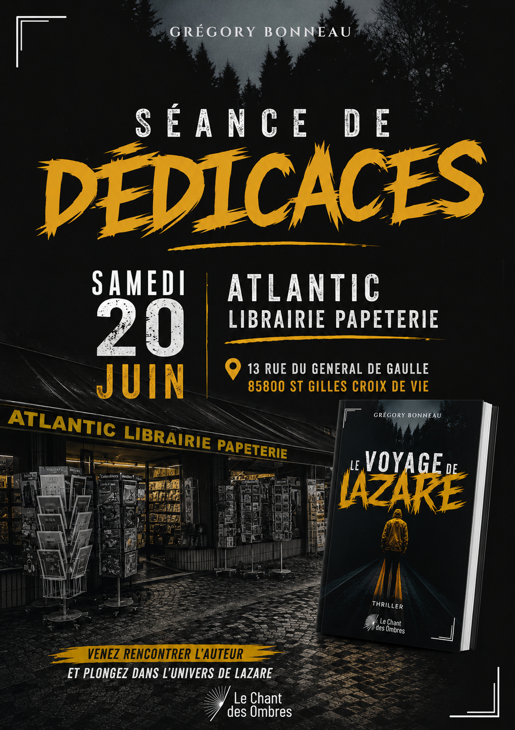 Dédicace de Grégory Bonneau à l’Atlantic Librairie Papeterie de Saint-Gilles-Croix-de-Vie