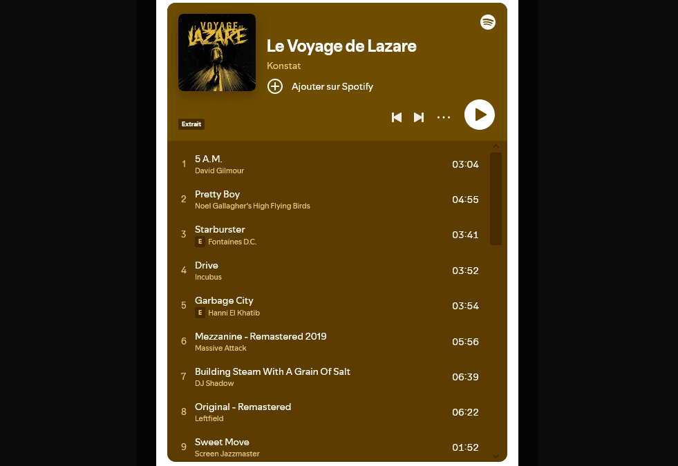 Le Voyage de Lazare : la playlist officielle du roman